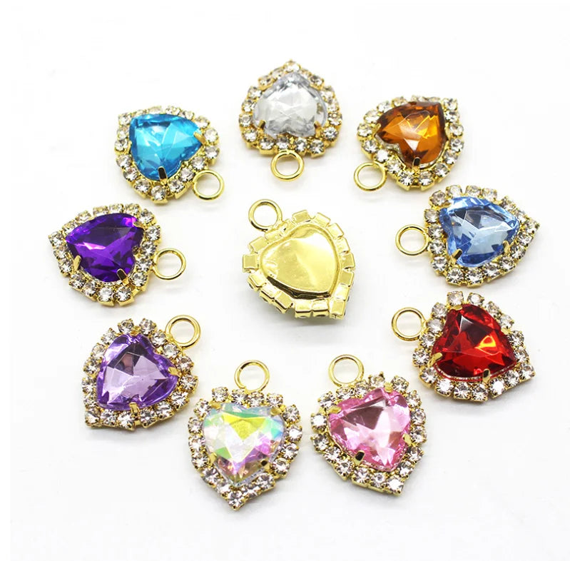 Heart Claw Rhinestone Charm Pendant Korean Jewelry Accessories