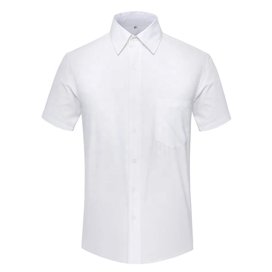Custom Breathable Non-iron Men's Office Shirt Short Sleeve Corporate Uniform Business Dress Shirt Bulk Wholesale