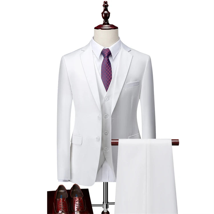 2023 New 3 Piece White Coat Pant Suits Set Mens Suit for Wedding