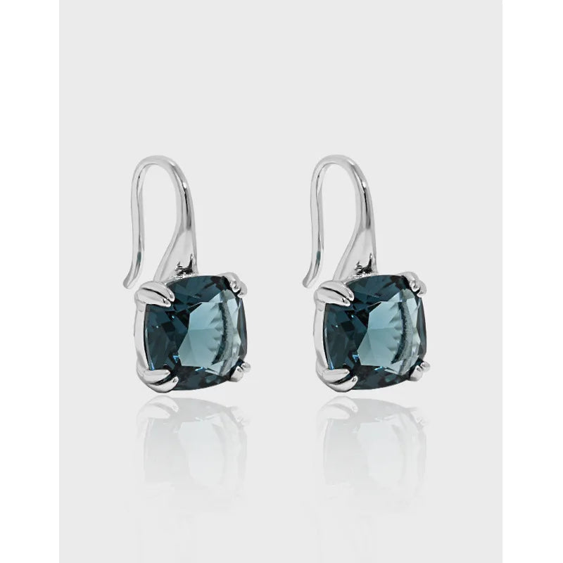 Top Grade Quality Square Shape Zirconia S925 Sterling Silver Wedding Drop Earrings Jewelry for Women