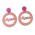 ERS596ER1379 Wholesale Rose Mirror Mama Women Jewelry  Engraved Glitter Mirror Drop Earrings