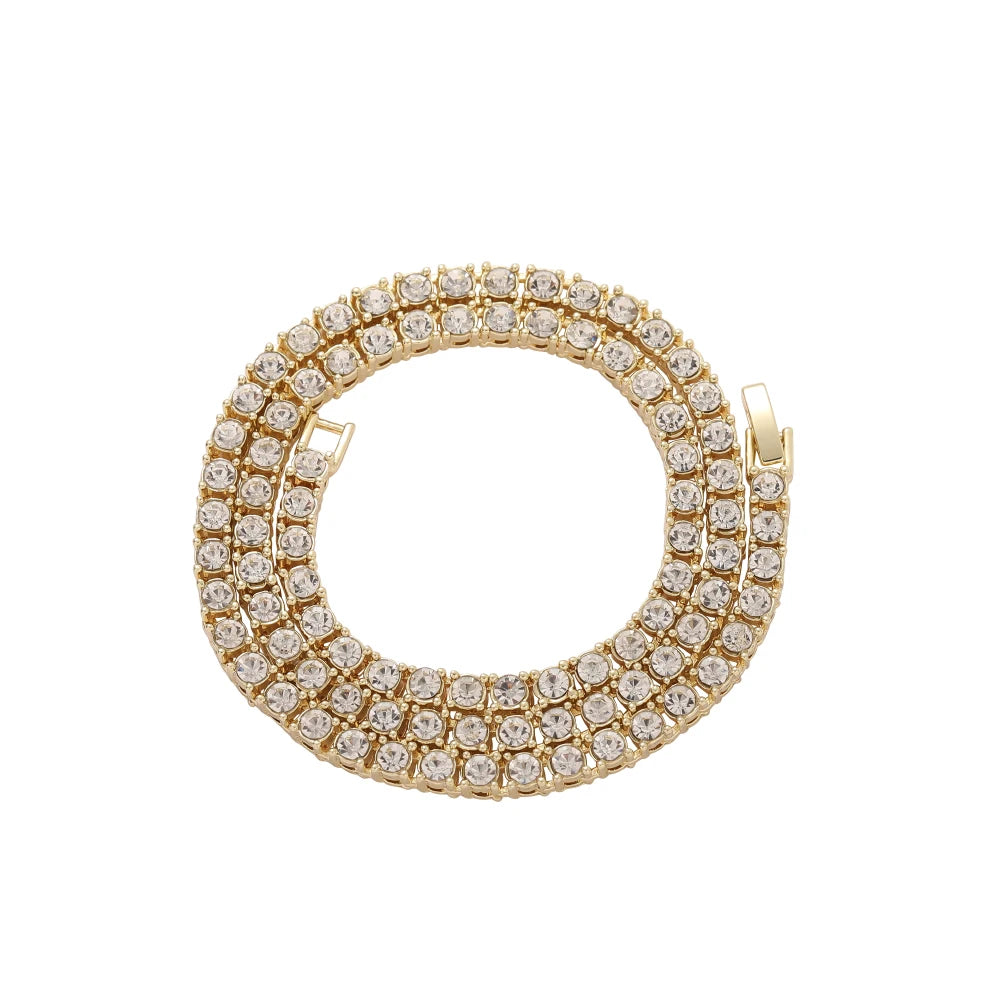 AC022  3mm 4mm  Hip Hop Alloy Chain Iced Out  Chain Necklace Bling Bling Jewelry