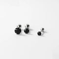 925 Silver Ear Bone Studs Earrings Minimalist Gothic Style with Black Zircon Gold Plated for Women's Party & Gift