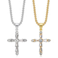 Fashion Stainless Steel Crystal Zircon Neck Chain Geometric Cross Pendant Necklace Party Accessories for Women Men