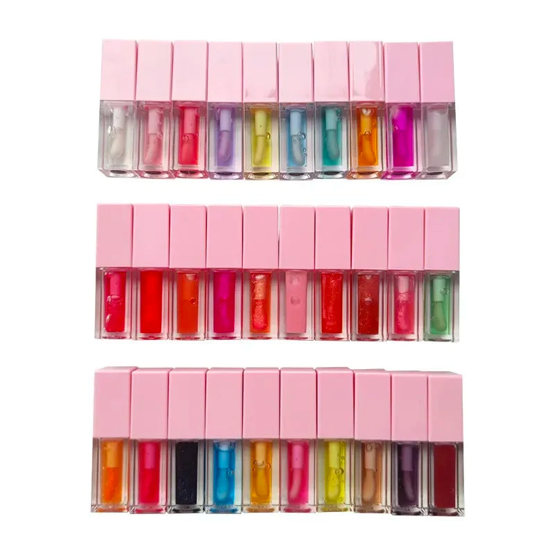 Custom 34 Colors Plumping Lipgloss Private Label Square Fruit Lip Oil Vegan Curelty Free Moisturizing  Lip Plumper Oil