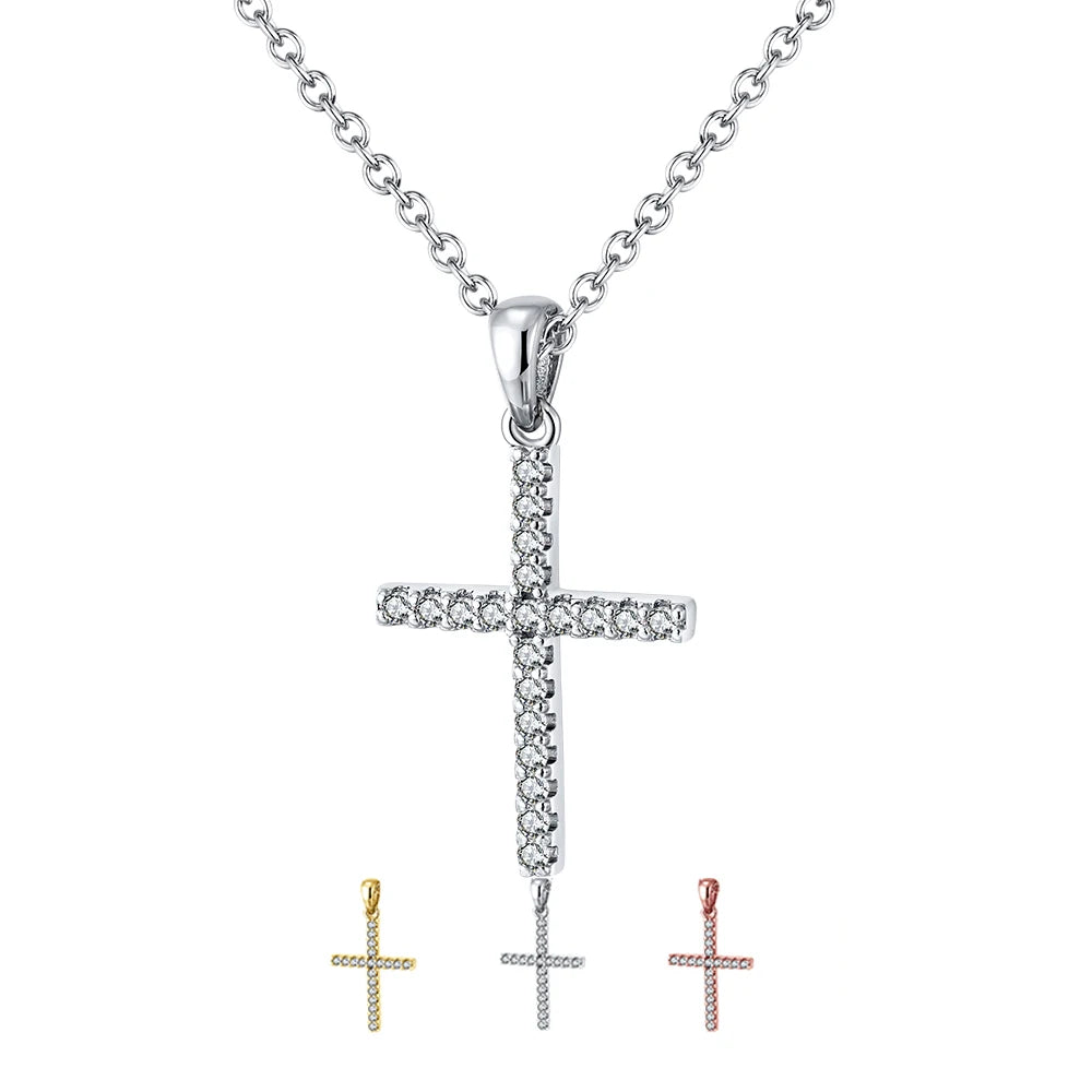 SN219 Wholesale Classic Jewelry 925 Sterling Silver Necklace Rhodium Plated Cross Necklace for Women Men
