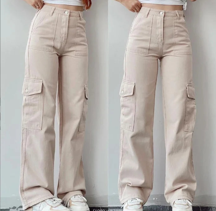 S-3XL European and American New Versatile Casual Pants Middle Waist Three Dimensional Pocket Pants Waist Cargo Pants