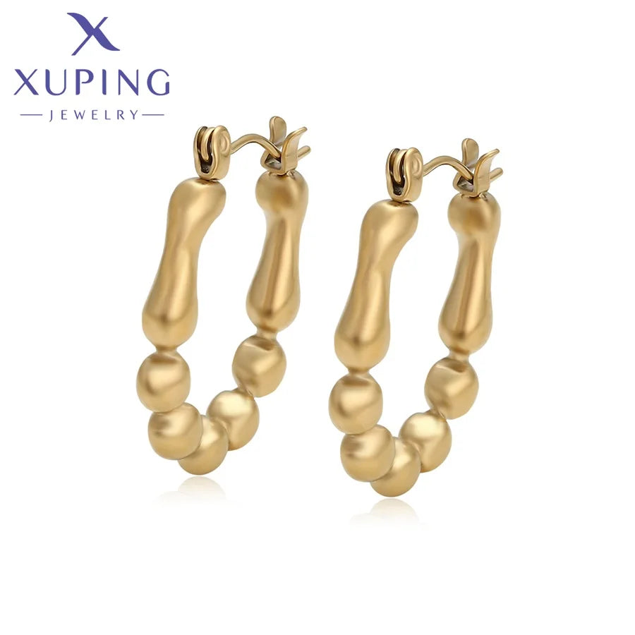 T000959439 Xuping Jewelry 14K Gold Plated Fashion Women Stainless Steel Hoop Earrings