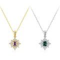 Vintage Delicate Snowflake Pendant Necklace Real S925 Silver Hypoallergenic Nickel Free Colored Zirconia Jewelry Gift Wholesale
