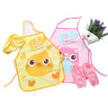 Kids Cartoon Apron Art Painting Elephant Duck Owl Monkey Kids Children Waterproof Kitchen Apron With Arm Sleeves