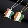 Manufacturer 18K Gold Plated Cote D'Ivoire Map Chain Necklaces Stainless Steel Ivory Coast National Flag Map Pendant Necklace