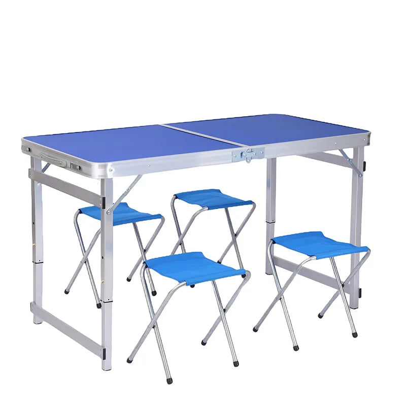 Aluminum Alloy Square Tube Folding Table Household Simple Folding Dining Table and Chairs Outdoor Stall Folding Table Picnic Tab
