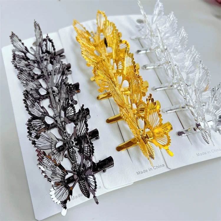 Set of 6 Custom Cute Kinds Moving Butterfly Hair Clips for Women Handmade Colorful Metal Hair Accessories Wholesale