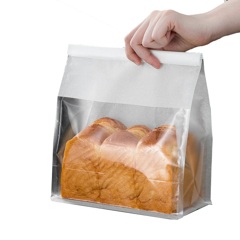 Packaging Storage Loaf Bakery Closure Toast Bag Custom Logo Window Recyclable Food Grade Kraft Paper Customized MHL Flexo