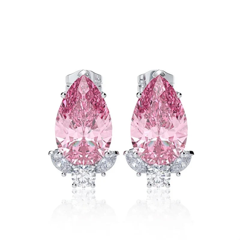 CAOSHI Luxury Water Drop Gemstone Emerald Zircon Silver Pated Engagement Party Pear Cut Stud Earrings
