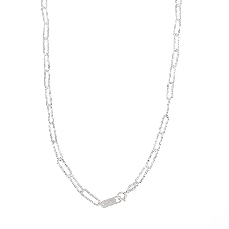 Simple Jewelry 925 Sterling Silver Paper Clip Chain Necklace