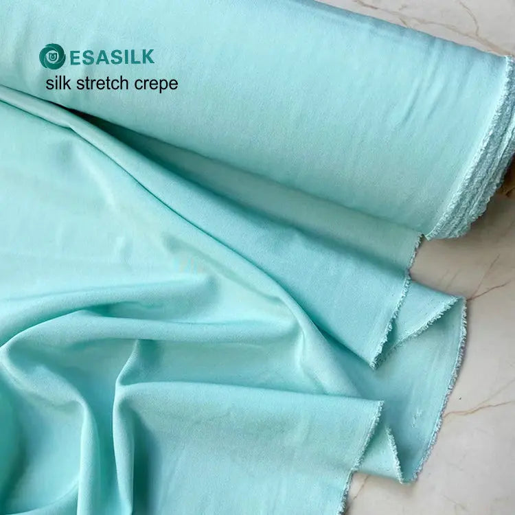 Wholesale 12mm to 40mm Dyed Stretch Silk Elastic Crepe De Chine Fabric Dresses Weddings Curtains Sleepwear Skirts Vests Girls