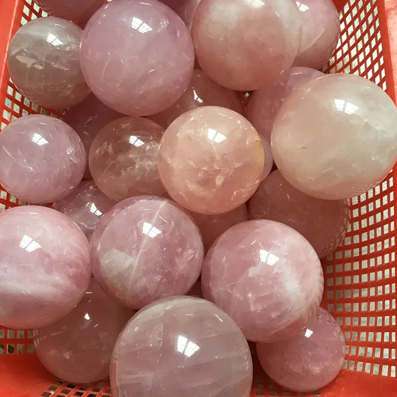 Natural Pink Crystal Ball Arrangement of the Seven Star Array the Rose Quartz Prosperity Love Stone Decoration