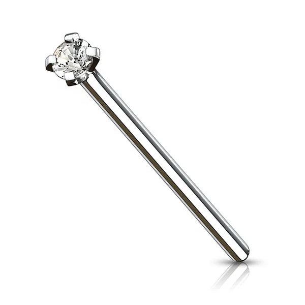 G23 Solid Titanium Fishtail Prong-Setting Claw Nose Ring Trendy Fashionable Nose Pin for Engagement Parties Piercing Body