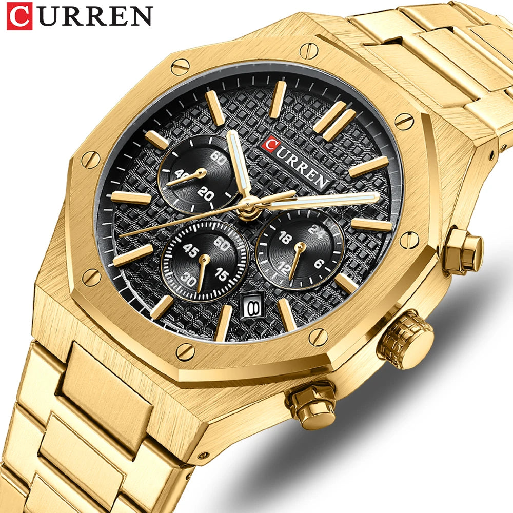 CURREN Man WristWatch Waterproof Chronograph Men Watch Top Brand Silver Stainless Steel Sport Male Clock 8440