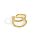 WMJA458 S925 Sterling Silver Minimalist Horizontal Double Twin Lines Simple Open Midi Ring Double Row Ring MegaBDM