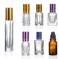 Fancy Perfume Arabic Bottle 3ml 6ml 10ml 12 ml Clear Square Octagon Round Attar Glass Roll on Bottles With Metal Roller