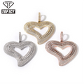 Hip Hop Hot Sale Big Gold Plated Heart Pendant Charms Iced Out Heart Necklace Full 3A CZ Pendants for Necklace