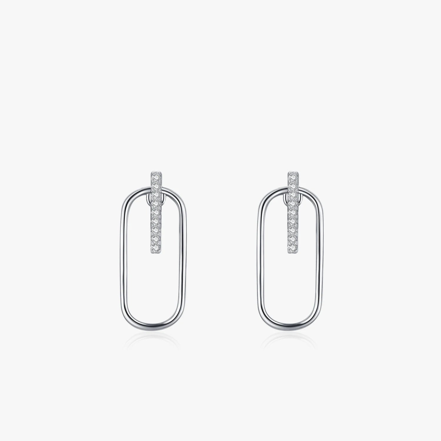 Ailmay Real 925 Sterling Silver Personality Geometric Fashion Clear CZ Stud Earrings for Women Girls Party Accessories Jewelry
