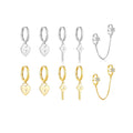 FUAMAY S925 Solid Silver Heart Hoop Earrings Gold Plated Floating Charm Locket Plain Studs Heart Lock Drop Earrings