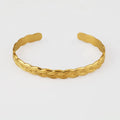 Minimalist Gold Plated Jewelry Stainless Steel Opening Twisted Cuff Bracelet Bangle for Women