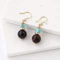 Classic Retro Trend Drop Earrings Natural Turquoise and Yellow Agate Gemstone Czech Beads Fashion Jewelry