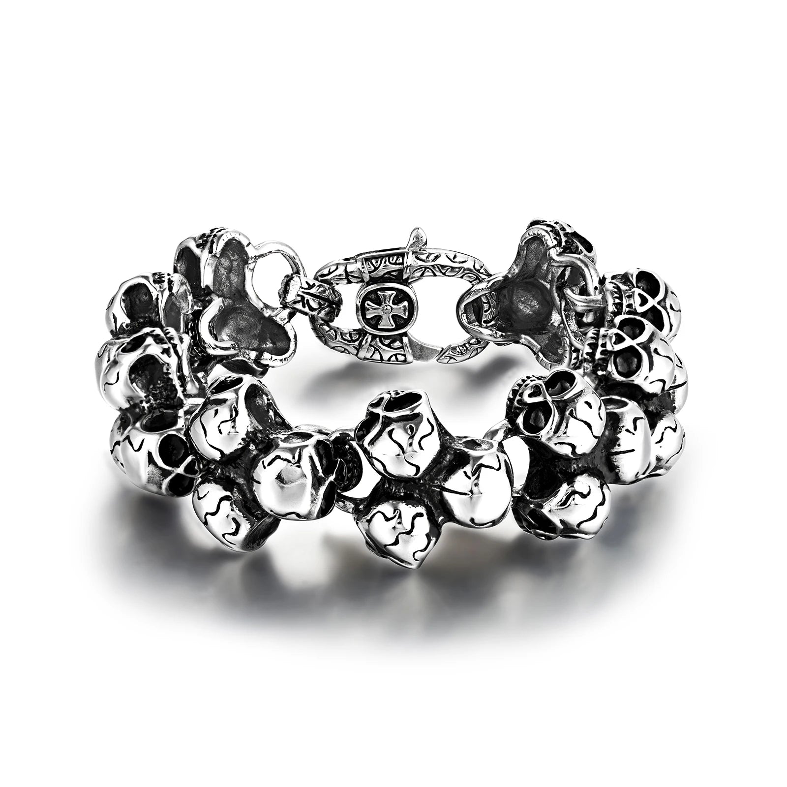 Hip Hop Trendy Man Jewelry Waterproof Silver Man Bracelet Stainless Steel Skull Bracelet