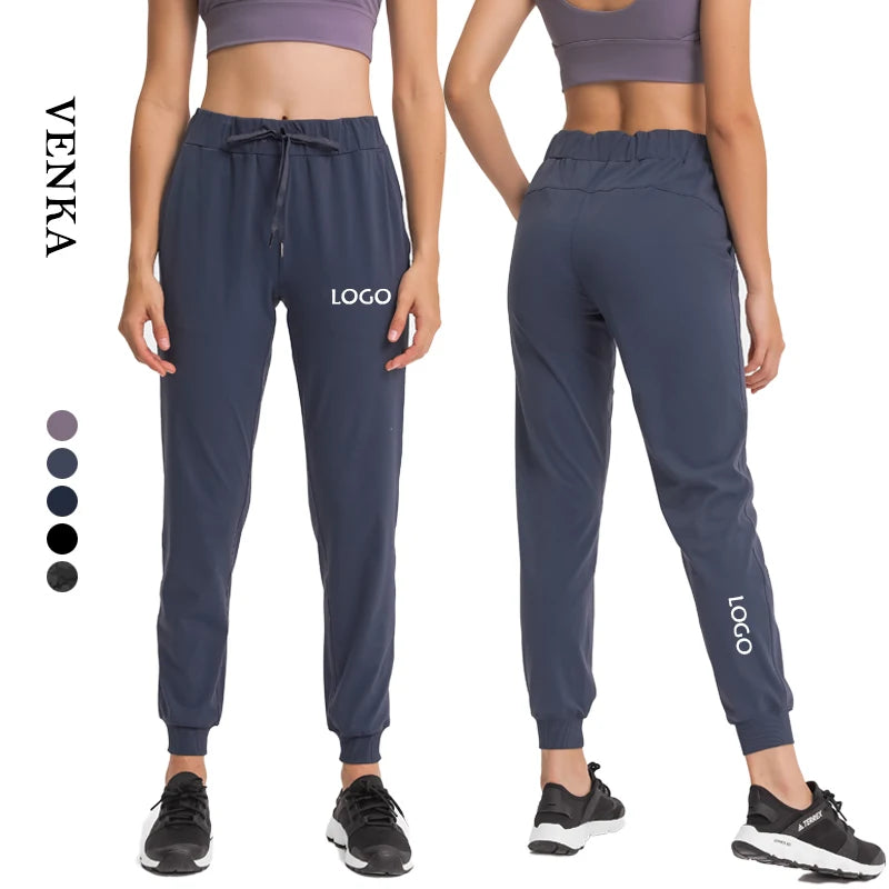 Women's Gym Sports Trouser Yoga Pants With Pockets Clothing Female Workout Fitness Female Drawstring Loose Joggers Pants
