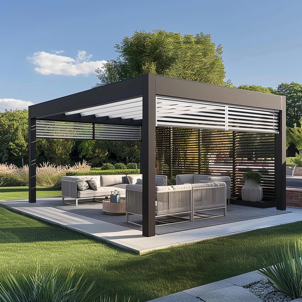 Modern High Quality Bioclimatic Aluminum Pergola Waterproof Outdoor Furniture Garden Buildings Pergola Gazebo Pavilion MegaBDM