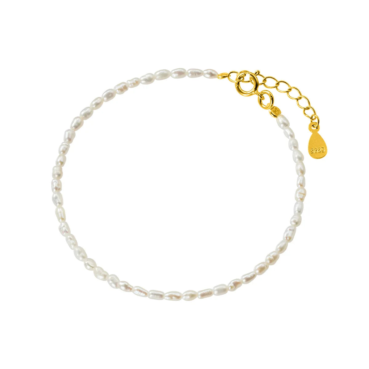 Fashion Handmade S925 Sterling Silver 2mm Small Rice Pearl Beaded Elegant Temperament Jewelry Bracelet YF2997