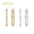 OAHLAN Women's Trendy Geometric S925 Sterling Silver Hoop Earrings Gold Plated for Engagement Wedding Party Wholesale