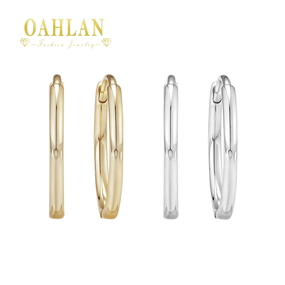 OAHLAN Women's Trendy Geometric S925 Sterling Silver Hoop Earrings Gold Plated for Engagement Wedding Party Wholesale