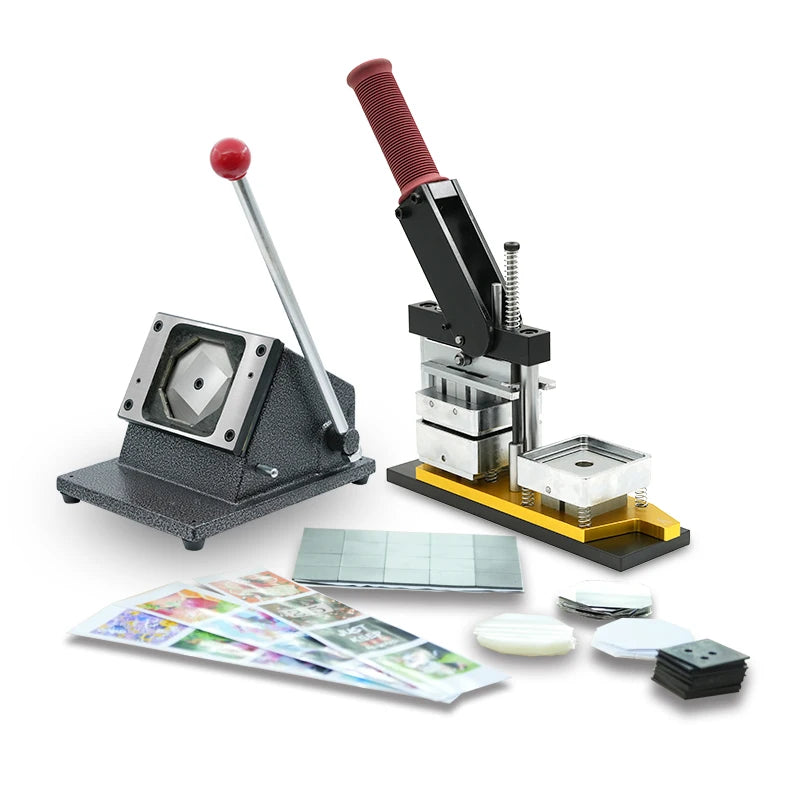 Manual Plastic & Metal Bottom  Badge Maker Button Making Machine With Different Size Mould