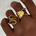 2 Pcs/Set Stainless Steel Irregular Hollow Out Rings for Women Trendy Ladies Large Waterproof Finger Ring Fashion Female Jewelry