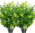 8pcs Artificial Plastic Boxwood Shrubs Stems Greenery Plants for Indoor Outdoor Christmas Decorations for Home Wedding Courtyard
