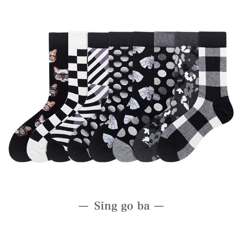 Whale Factory Supply New Style Shapes Square Sock Black Creative Cotton Men Casual Daily Socks