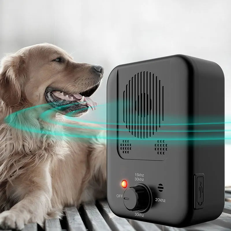 Outdoor Ultrasonic Anti Barking Dog Repeller Adjustable Level Sonic Stop Bark Training Deterrent Ultrasonic Bark Control Device
