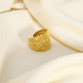 Vintage Irregular Textured Ring 18k Pvd Gold Plated Stainless Steel Hammer Pattern Wide Ring Jewelry Bagues Bijoux Femmes