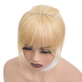 LONGFOR Women's Light Blonde Remy Hair Extension Frontal Hairpiece with 3 Clips Topper Replacement Hairline Loss Frontal Bangs