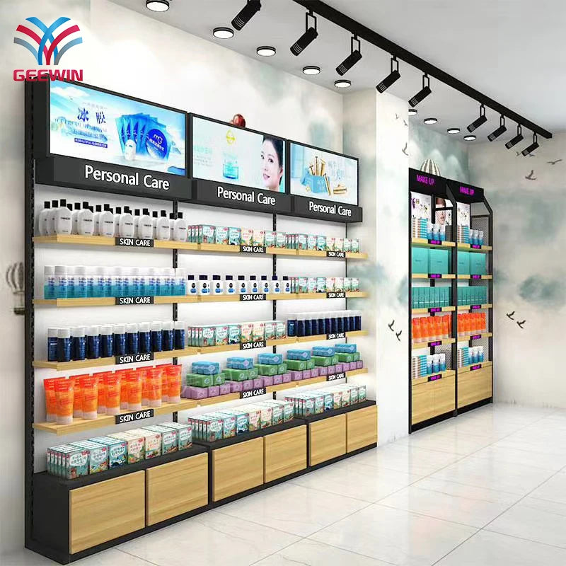 Multi-Tier Display Rack for Skincare and Personal Care Products with Acrylic Shelves and Customizable Design for Retail Stores