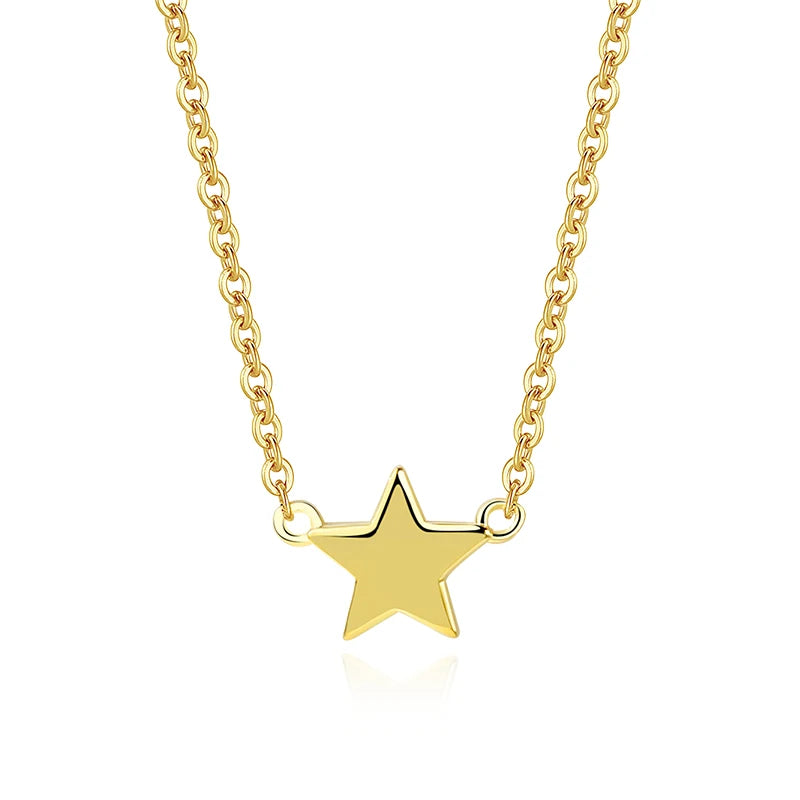 Minimalist Gold Plated Necklace 925 Sterling Silver Small Star Charms Necklace for Women