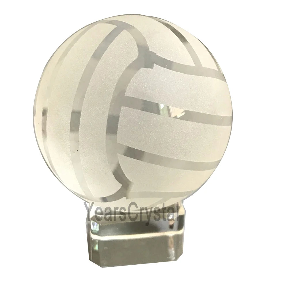 Wholesale custom made volleyballs Ball Sphere movable Sports Awards K9 Glass Crystal Volleyball for Souvenir