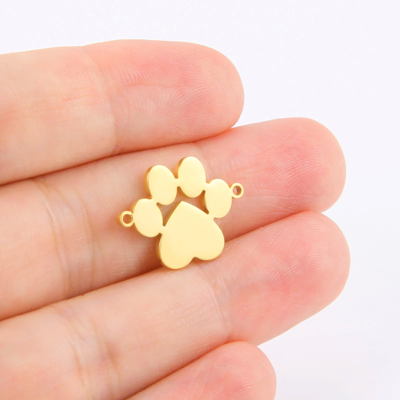 Paw Print Heart Stainless Steel Charms for Jewelry Making Animal Footprint Pendant Jewelry Making Supplies Wholesale