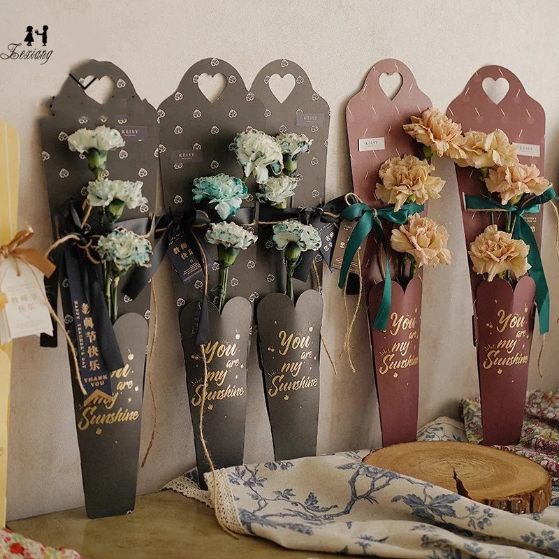 Zexiang  Single Rose Flower Wrapping Gift Box Valentine's Day Wedding Florist Bouquet Floral Package Bag