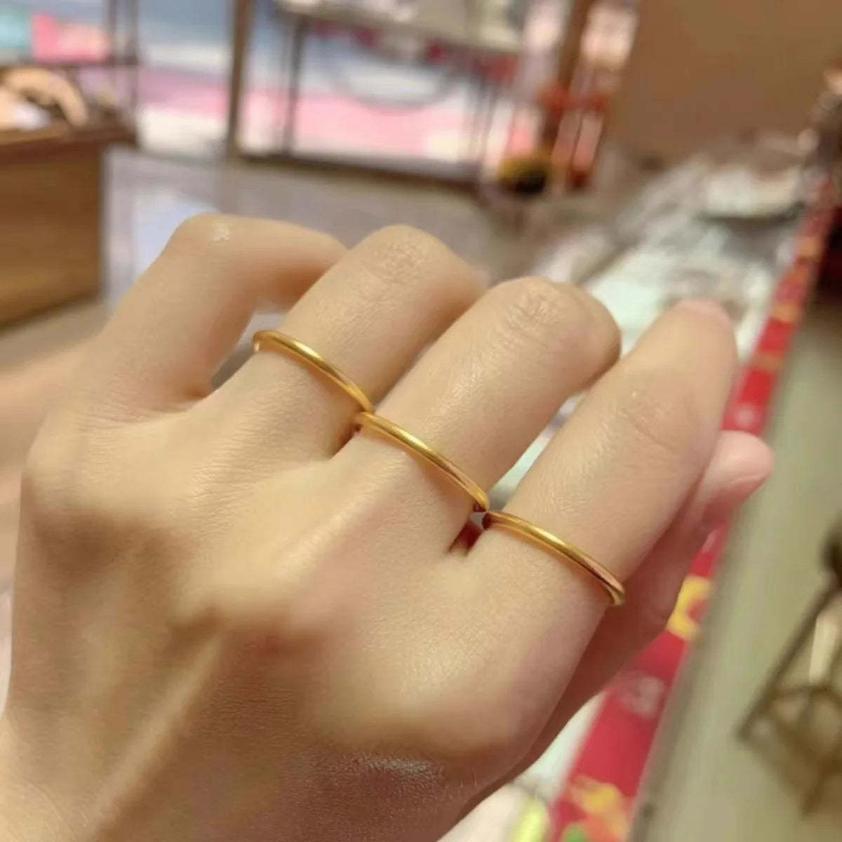 Aimgal Fine Jewelry AU750 18K Gold Filled 1mm Cocktail Ring 5D 0.1g No Mold Release Process Non-Deformable Matte Engagement